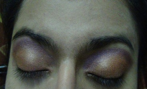 bronze and purple eye shadow